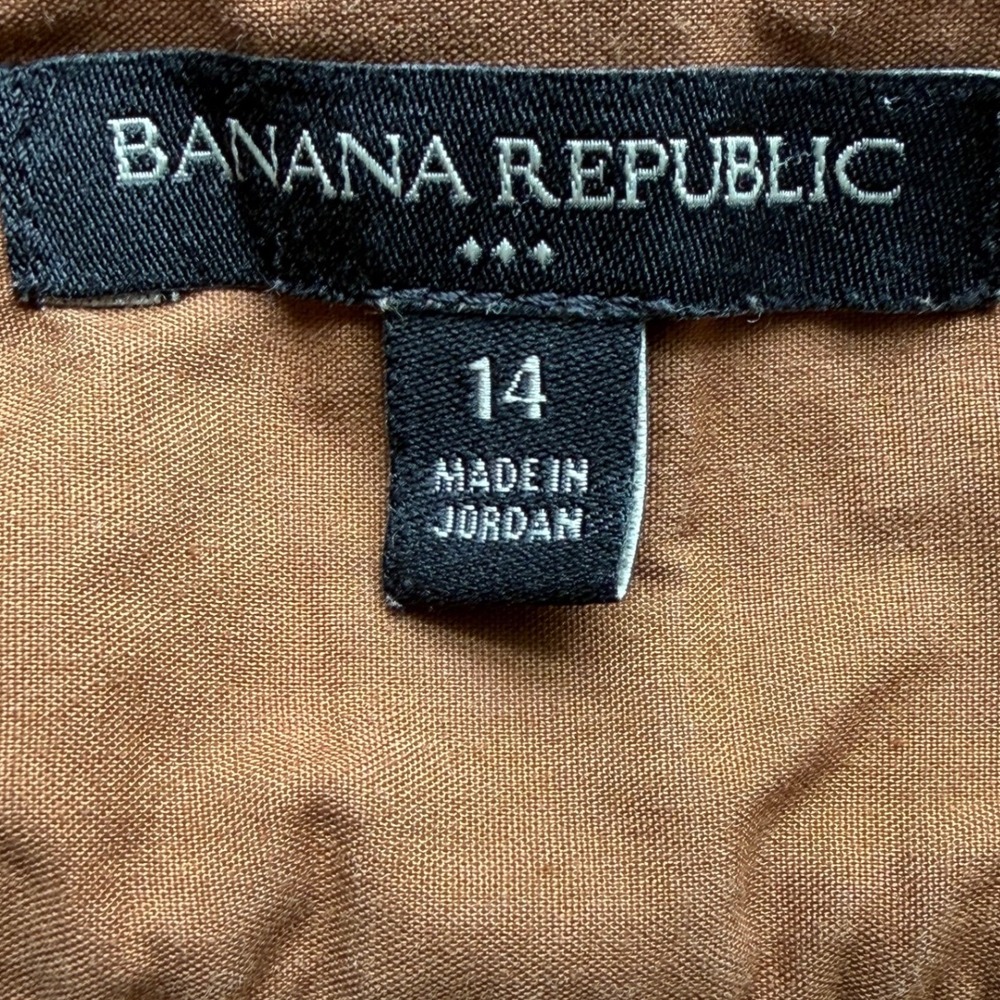 Banana Republic Herringbone Linen Blend Pants Womens 14 Brown Pleated Quiet Lux - Picture 6 of 13